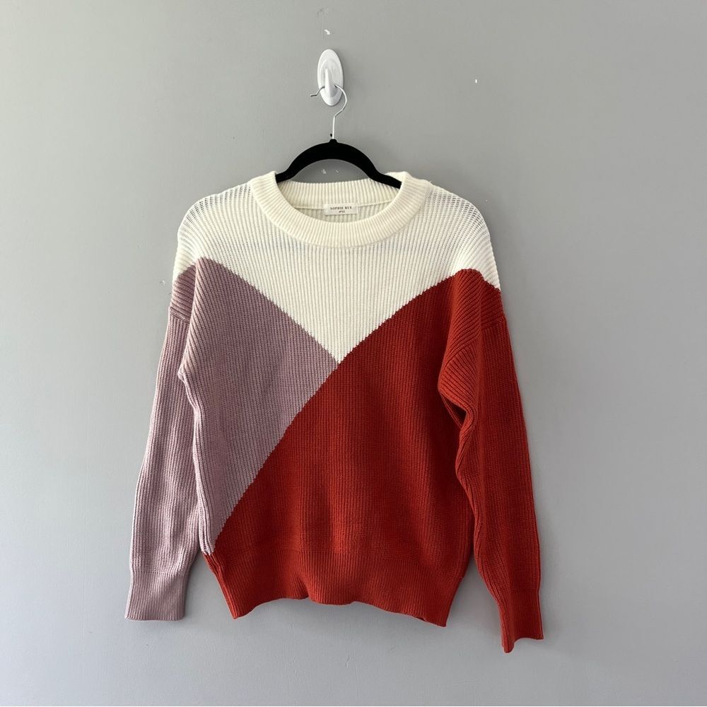 Sophie Rue Colorblock Oversized Sweater Purple Orange Size XS